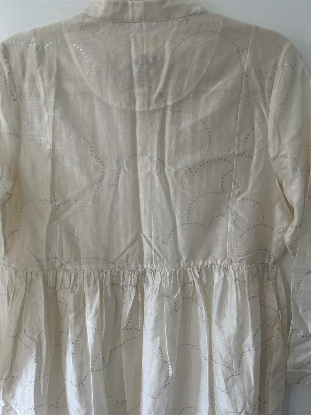 NicoBar Crescent Pintuck Kurta Ivory/Silver Cotton/Silk Size Medium NWT Tunic - Picture 11 of 16